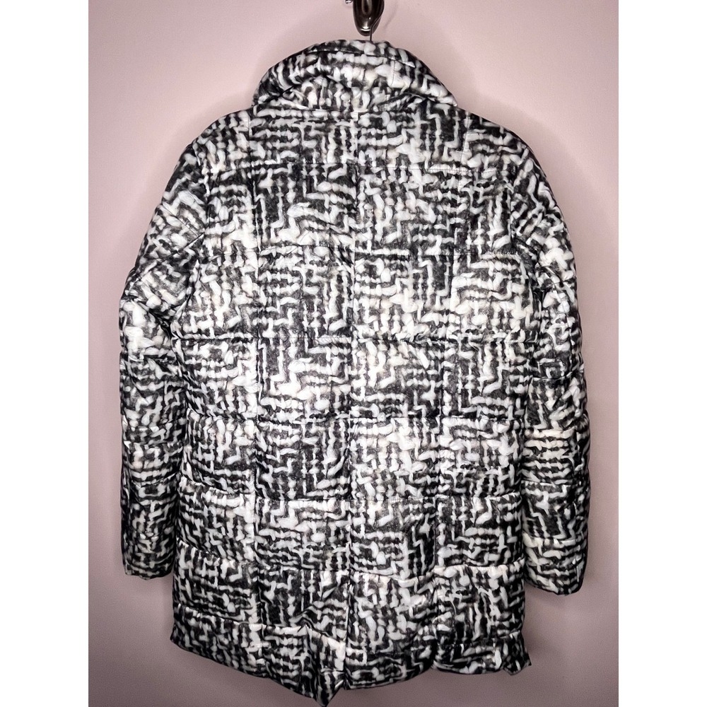 Kenneth Cole New York Women's Coat Black White Abstract Print Puffer Zip Size L - Picture 9 of 16